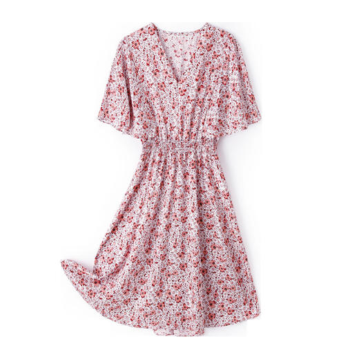 上海旗袍厂ASE-2305 V领印花知性真丝连衣裙桑蚕丝 商品图4