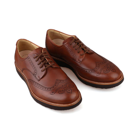 #限时特价#葡萄牙原产手工制作高品质超舒适翼型雕花布洛克男士商务休闲皮鞋黄褐色M2130（超轻款） 商品图6