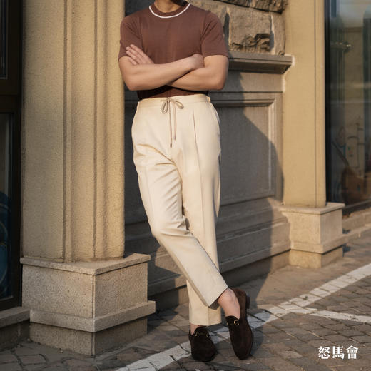 Huddersfield Quest Cottons 300克高克重高密度埃及棉米色意式工艺裤装 商品图2