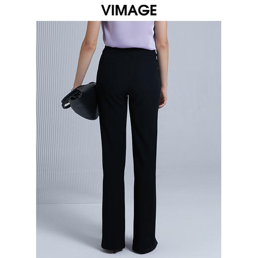 VIMAGE纬漫纪春夏新款时尚修身开叉喇叭裤高腰显瘦女长裤V1505109 商品图2