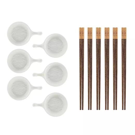 赫曼德家用筷子鸡翅木筷6双6个碟子礼盒包装 商品图5