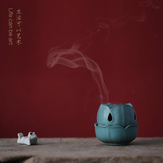 「景德镇陶瓷青山香炉摆件」中式创意家用室内装饰陶瓷塔香盘檀香炉 商品图1