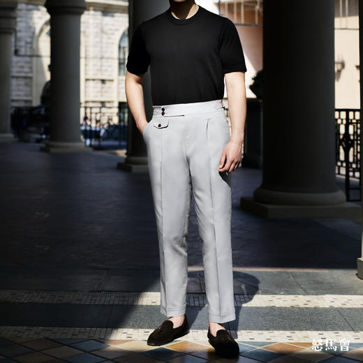 Huddersfield Quest Cottons 300克高克重高密度埃及棉灰色意式工艺裤装 商品图2