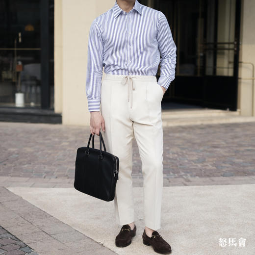 Huddersfield Quest Cottons 300克高克重高密度埃及棉米色意式工艺裤装 商品图0