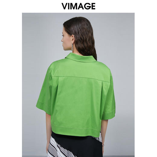 VIMAGE纬漫纪女装夏季新款时尚轻薄透气开衫短款上衣V1509122 商品图3