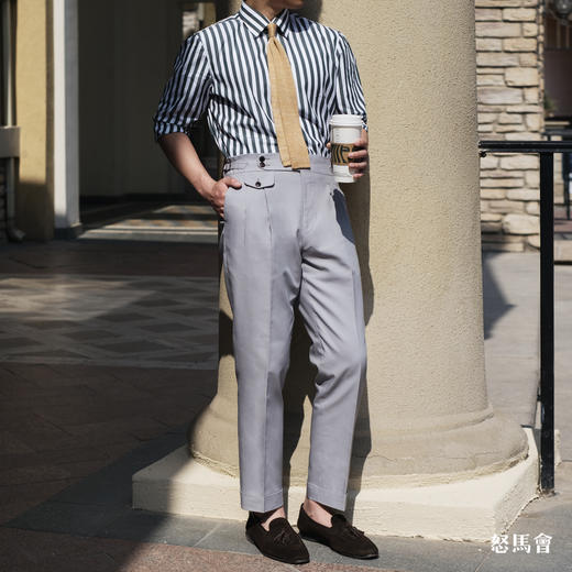 Huddersfield Quest Cottons 300克高克重高密度埃及棉灰色意式工艺裤装 商品图1