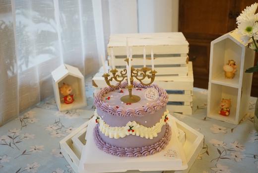 复古紫色小烛台蛋糕 商品图1