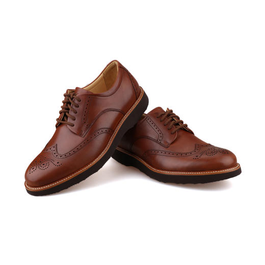 #限时特价#葡萄牙原产手工制作高品质超舒适翼型雕花布洛克男士商务休闲皮鞋黄褐色M2130（超轻款） 商品图5