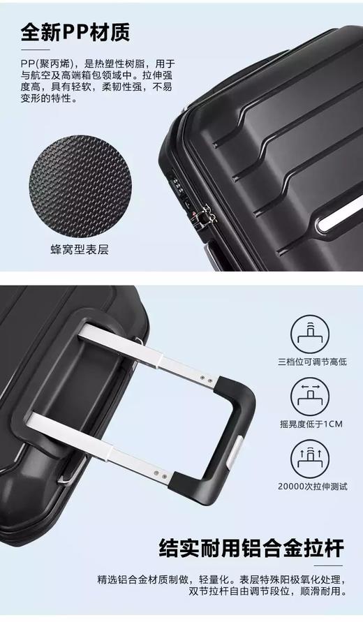 花花品质生活 | 假期出游鉮器-「新秀  丽代工厂同厂生产」抗摔防刮 静音万向轮登机行李箱来啦！轻型韩国进口pp材质行李箱！ 商品图7