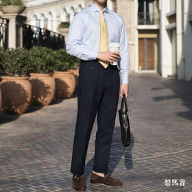 Huddersfield Quest Cottons 300克高克重高密度埃及棉藏蓝色意式工艺裤装