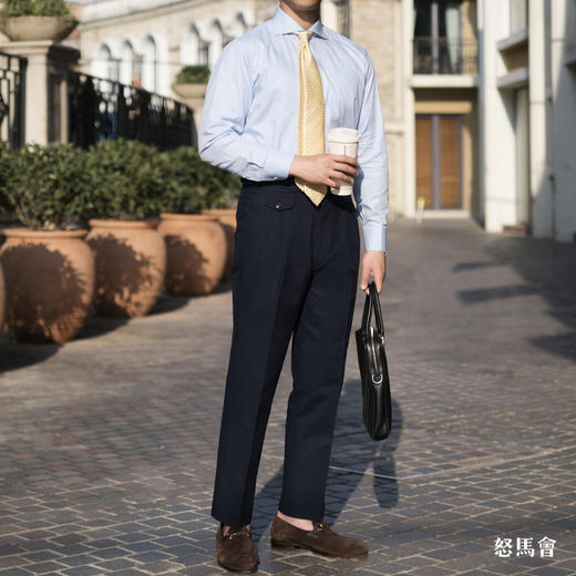 Huddersfield Quest Cottons 300克高克重高密度埃及棉藏蓝色意式工艺裤装 商品图0