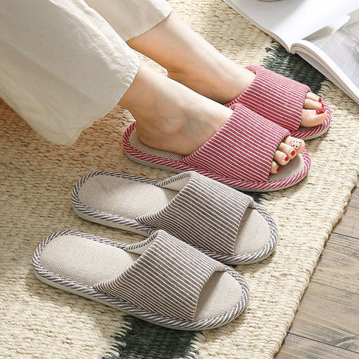 【春夏季棉麻拖鞋】男四季室内防滑简约情侣秋冬棉麻布亚麻拖鞋女 商品图1