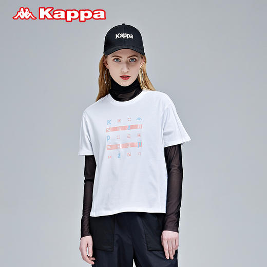 Kappa短袖女运动T恤休闲半袖夏季印花背心K0B42TD14 商品图0