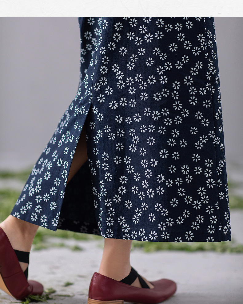 【林栖推荐】蓝印花布系列蓝染纯棉复古百搭半身裙1903288生活在左