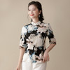 上海旗袍厂AYK-QF-210301印花亚麻上衣女修身中袖立领唐装女复古女装2021夏季新品国风 商品缩略图1