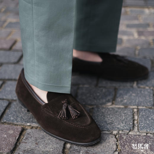 Huddersfield Quest Cottons 300克高克重高密度埃及棉绿色意式工艺裤装 商品图6