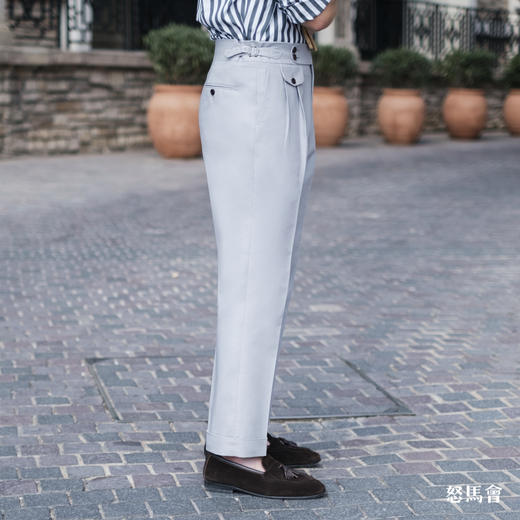 Huddersfield Quest Cottons 300克高克重高密度埃及棉灰色意式工艺裤装 商品图3