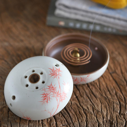 「景德镇手绘茶道香炉」盘香家用供佛 手工陶瓷小号卧室创意摆件 商品图9