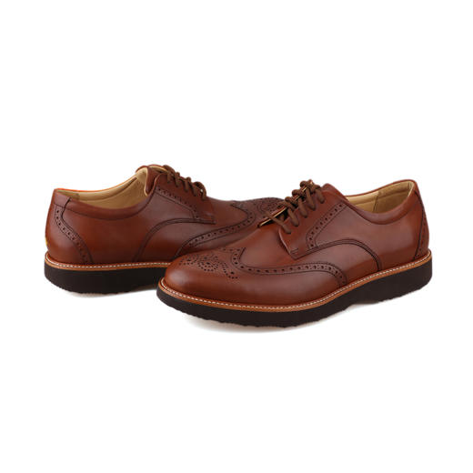 #限时特价#葡萄牙原产手工制作高品质超舒适翼型雕花布洛克男士商务休闲皮鞋黄褐色M2130（超轻款） 商品图7