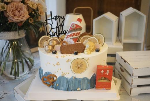 蓝色系烟酒蛋糕 商品图2