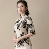 上海旗袍厂AYK-QF-210301印花亚麻上衣女修身中袖立领唐装女复古女装2021夏季新品国风 商品缩略图2