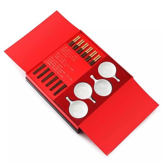 赫曼德家用筷子鸡翅木筷6双6个碟子礼盒包装 商品图3