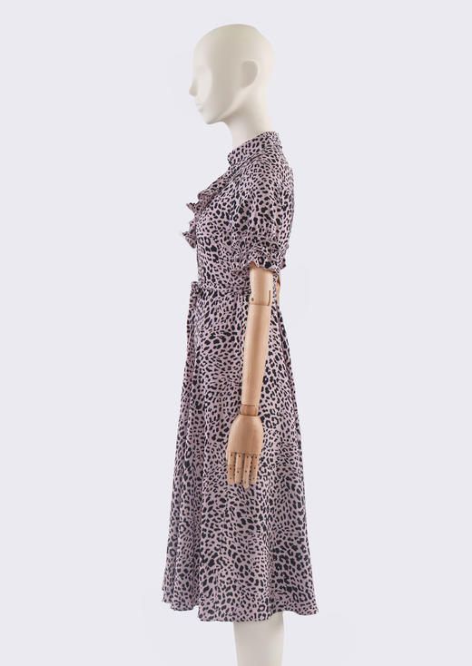 领口荷叶收腰扇形摆连衣裙 商品图2