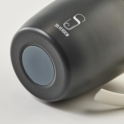 诗芙迪(SILVERDEW)不锈钢保温咖啡杯办公室水杯子男女黑色带手柄带盖330ml 商品图5