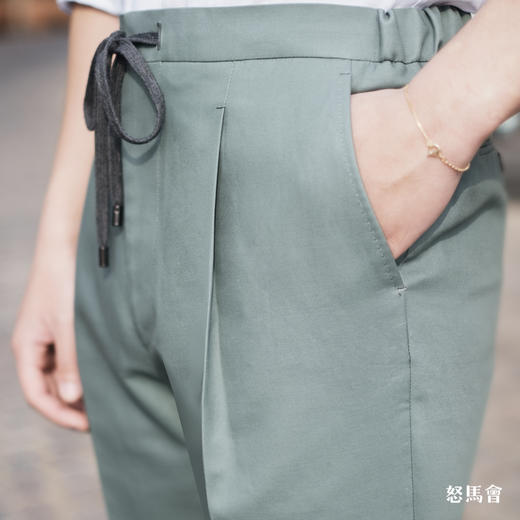 Huddersfield Quest Cottons 300克高克重高密度埃及棉绿色意式工艺裤装 商品图5