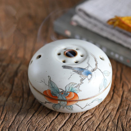 「景德镇手绘茶道香炉」盘香家用供佛 手工陶瓷小号卧室创意摆件 商品图0