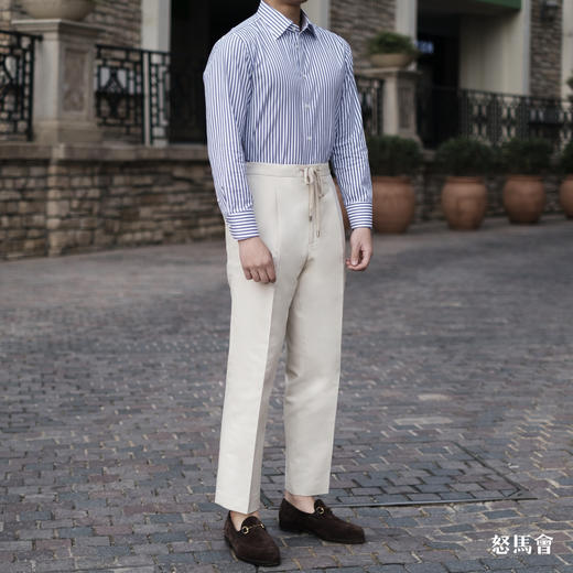 Huddersfield Quest Cottons 300克高克重高密度埃及棉米色意式工艺裤装 商品图1