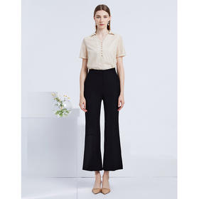 EITIE爱特爱夏季新款通勤职业气质百搭薄款微喇显瘦九分裤女