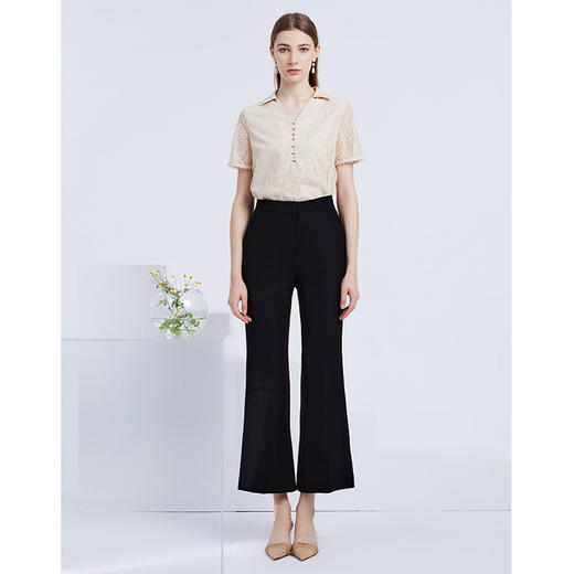 EITIE爱特爱夏季新款通勤职业气质百搭薄款微喇显瘦九分裤女 商品图0