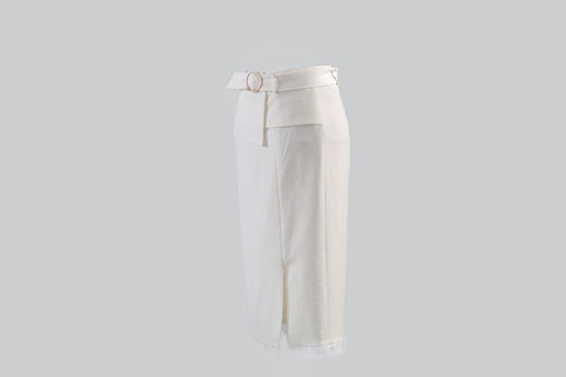 花边摆侧前叉高腰封腰带铅笔半裙（附腰带） 商品图2