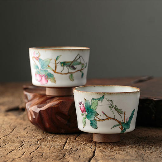 「汝窑手绘品茗杯功夫小茶杯」开片可养 景德镇手工陶瓷主人杯单杯 商品图0