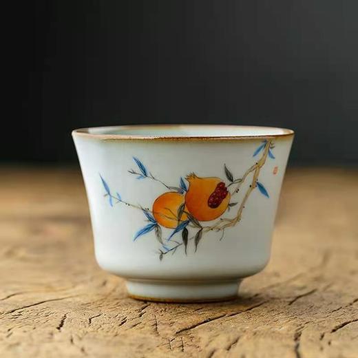 「汝窑手绘品茗杯功夫茶杯」开片可养 景德镇手工陶瓷小号主人杯茶 商品图0