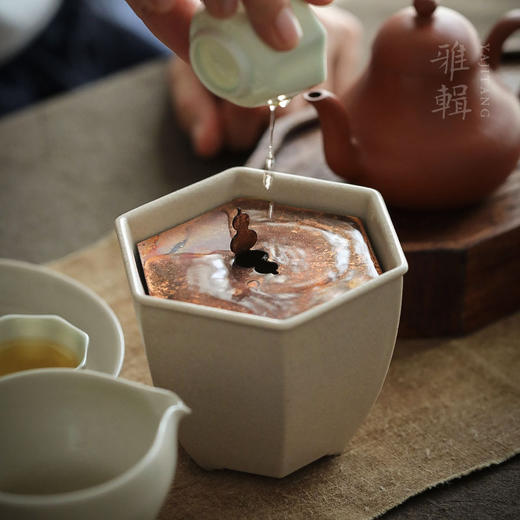 「蚀痕 草木灰色壶承」 茶托 小茶盘 氧化黄铜盖 可储水 商品图2