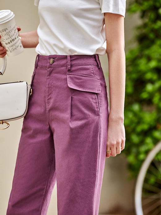 欧芮儿丁香紫牛仔裤女2021新款气高腰显瘦气质直筒九分老爹裤 商品图1