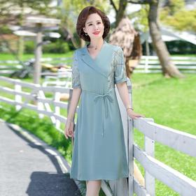 【服饰鞋包】中年女士夏天洋气仿真丝收腰裙子显高