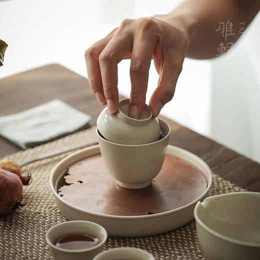 「蚀痕 草木灰色壶承」 茶托 小茶盘 氧化黄铜盖 可储水 商品图3