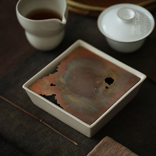 「蚀痕 草木灰色壶承」 茶托 小茶盘 氧化黄铜盖 可储水 商品图7