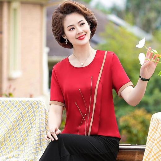【服饰鞋包】*木清清夏装短袖雪纺t恤套装中老年女夏季洋气休闲 商品图1