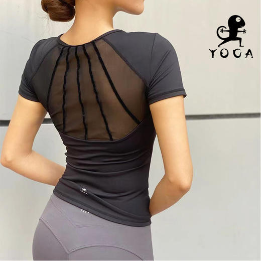 壁虎瑜伽《2104SY029》修腰高弹瑜伽短袖（可拆卸胸垫）【5天发货】 商品图9