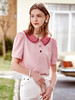 欧芮儿粉色雪纺衫女2021领百搭宽松洋气设计感小众上衣 商品缩略图2