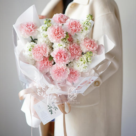 「粉色精灵」-粉色康乃馨花束 商品图0