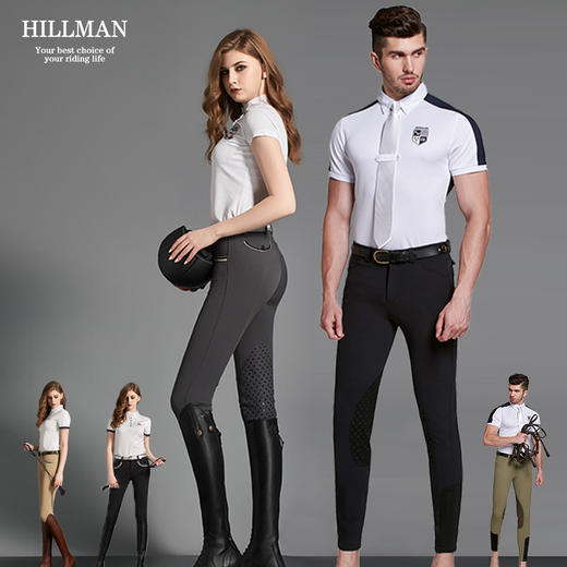 进口冬季加绒Hillman新款男女速干硅胶防滑马术马裤半皮马术马裤！112 商品图1