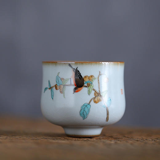 「汝窑手绘三才盖碗功夫茶杯公道杯」开片可养景德镇手工陶瓷三泡台 分茶器 主人杯 商品图8