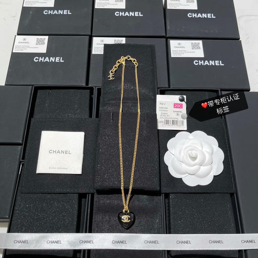 CHANEL香奈儿双c黑色桃心项链 商品图4