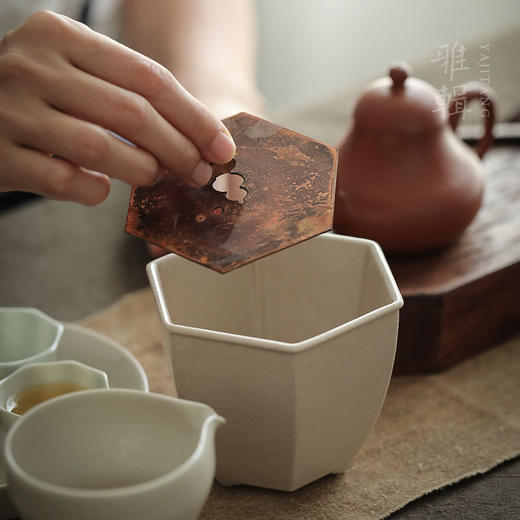 「蚀痕 草木灰色壶承」 茶托 小茶盘 氧化黄铜盖 可储水 商品图9