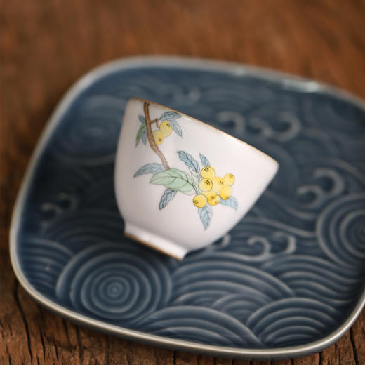 「汝窑手绘枇杷品茗杯功夫茶杯」景德镇手工陶瓷 单杯主人杯开片可养 商品图3